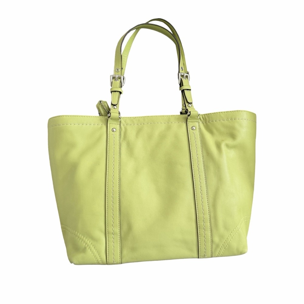 Vintage Coach East West Leather Tote Handbag in Light Green F13098 Classic Y2K - Picture 2 of 16